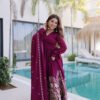 Mulberry Wine Rangoli Silk Gown Set