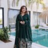 Rich Green Rangoli Silk Gown Set