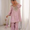 Premium Metallic Pink Real Mirror Work Suit Set in HO Fabric