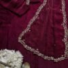 Elegant Wine Silk Saree with Katdana & Pearl Handwork