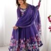 Royal Purple Organza Silk Anarkali Suit Set