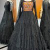 Black Laheriya Print Traditional Gown