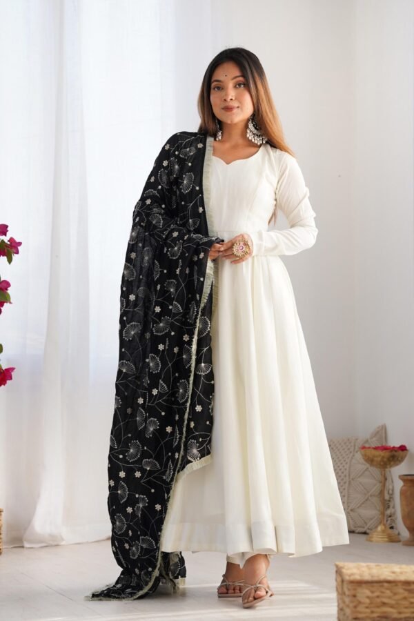 Black Vichitra Silk Anarkali Suit Set