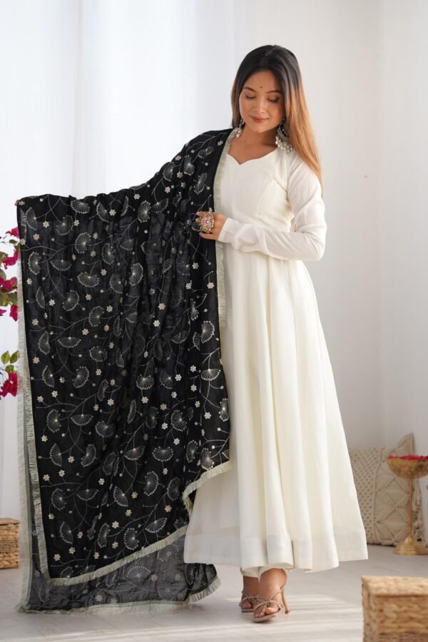 Black Vichitra Silk Anarkali Suit Set