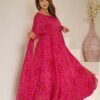 Rani Pink Bandhej Print Chiffon Anarkali Suit Set