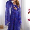 Royal Blue Bandhej Print Anarkali Suit Set
