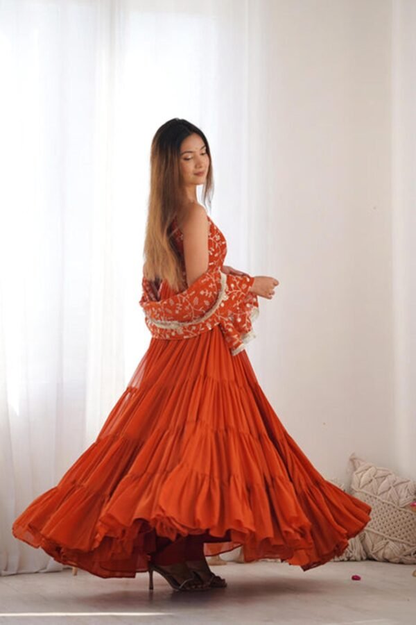 Elegant Orange Anarkali Set for Special Occasions