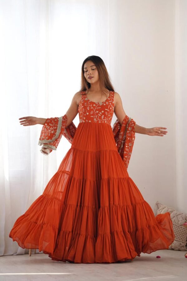 Elegant Orange Anarkali Set for Special Occasions