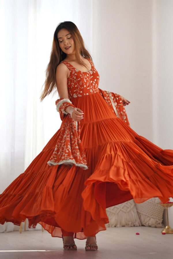 Elegant Orange Anarkali Set for Special Occasions