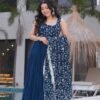 Neha Bhandari Teal Blue Anarkali Gown for Special Occasions