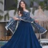 Neha Bhandari Teal Blue Anarkali Gown for Special Occasions