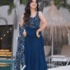 Neha Bhandari Teal Blue Anarkali Gown for Special Occasions