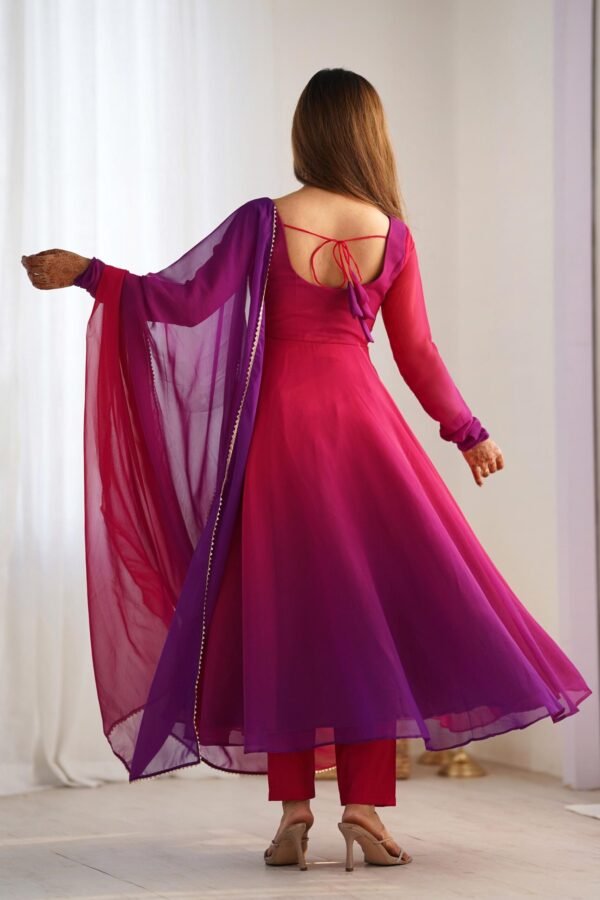 Dark Pink & Purple Shaded Fox Georgette Anarkali Suit