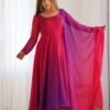 Dark Pink & Purple Shaded Fox Georgette Anarkali Suit