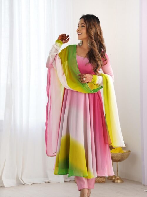 Stunning Multi-Color Fox Georgette Anarkali Suit