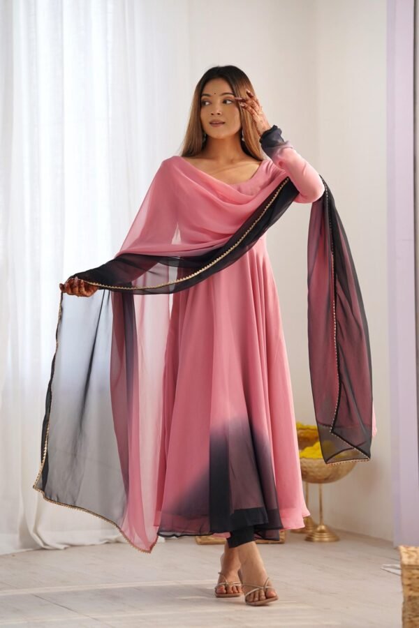 Elegant Pink Fox Georgette Anarkali Suit