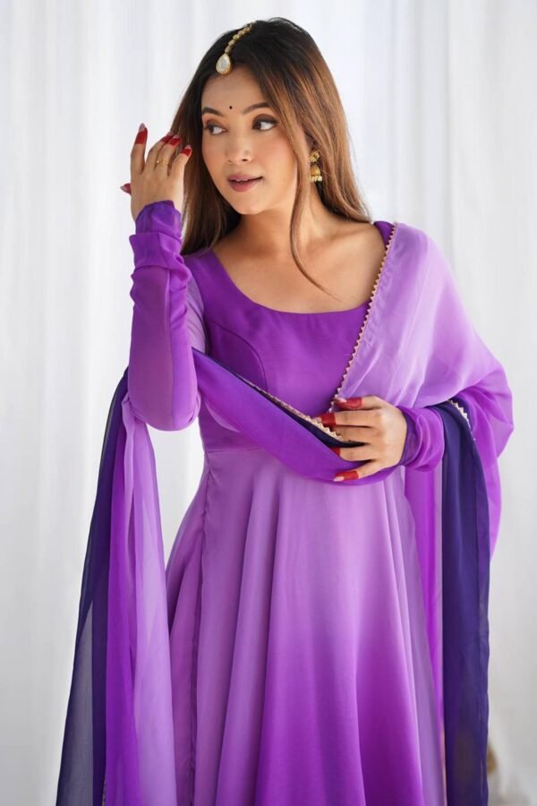 Royal Purple Soft Georgette Anarkali Suit Set