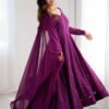 Wine Color Lucknowi Work Anarkali Suit