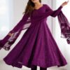 Wine Color Lucknowi Work Anarkali Suit