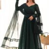 Lucknowi Work Jungle Green Anarkali Suit
