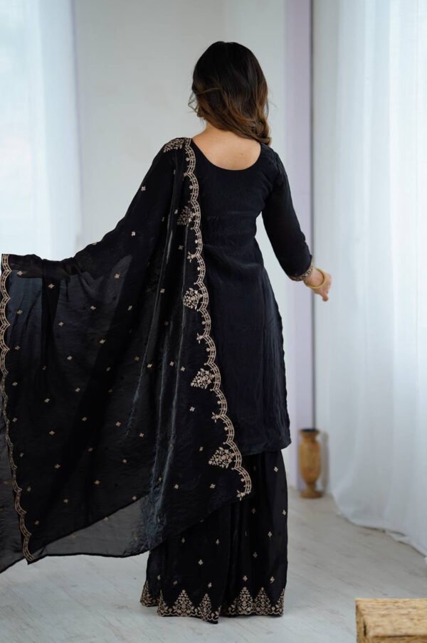Black Kediya Style Sharara Suit