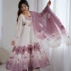 Onion Color Organza Silk Anarkali Suit with Dupatta