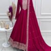 Rani Pink Vichitra Silk Anarkali Gown