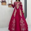 Crimson Color Crop Top Lehenga with Embroidered Shrug