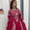 Crimson Color Crop Top Lehenga with Embroidered Shrug