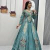 Misty Teal Crop Top Lehenga with Embroidered Shrug