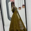 Mustard Green Crop Top Lehenga with Embroidered Shrug