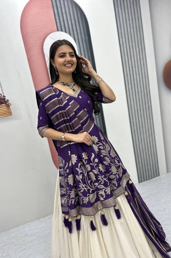 Purple Lehenga Saree Set – Royal Elegance with Modern Flair
