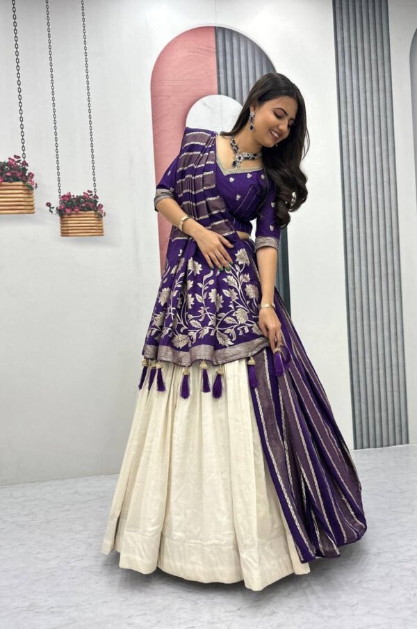 Purple Lehenga Saree Set – Royal Elegance with Modern Flair