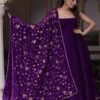 Gorgeous Violet Heavy Faux Georgette With Fully Flair Anarkali Suit
