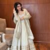 Neha Bhandari Elegant White Chinon Anarkali Suit Set