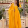 Mustard Yellow Hand-Worked Premium Anarkali Set