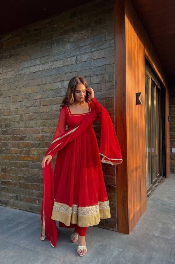 Red Wedding Wear Anarkali Gown