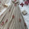 Dusty Brown Faux Georgette Handpainted Anarkali Suit
