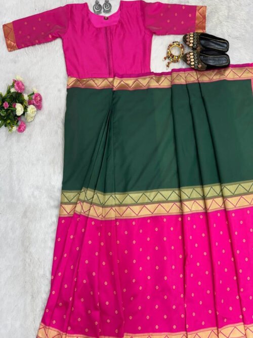 SG-237green_2.jpg Mysore Silk Zip Saree Gown
