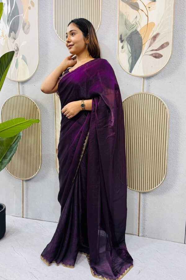 SG-239_22.jpg Purple Space Silk Gown Saree with Beads Lace & Dupatta