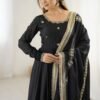 Black Bollywood Style Anarkali Suit with Chinon Silk & Sequin Work