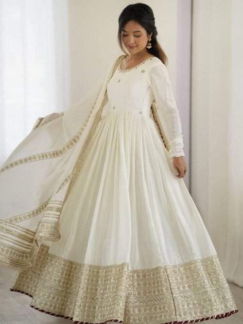 White Bollywood Style Anarkali Suit