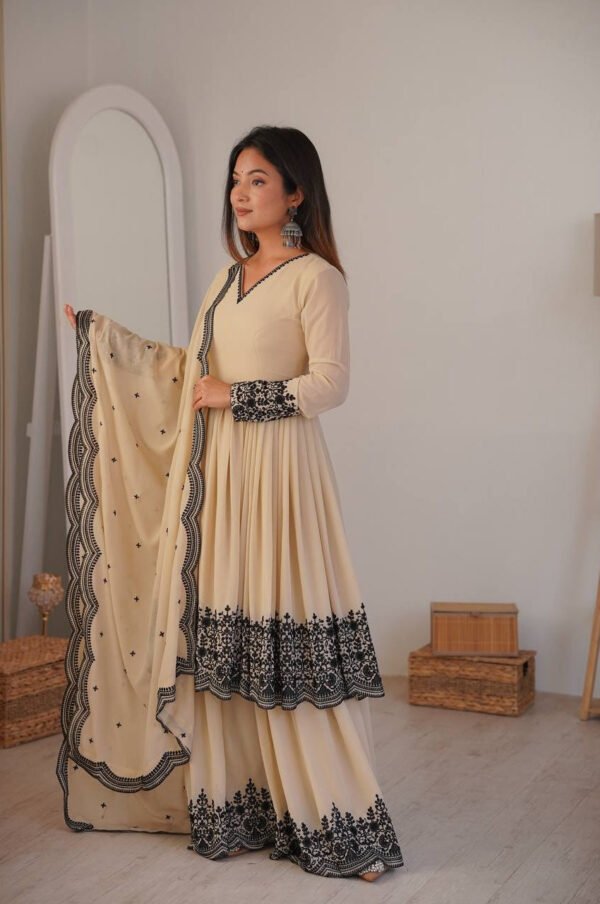 Neutral Vanilla Color Palazzo Suit