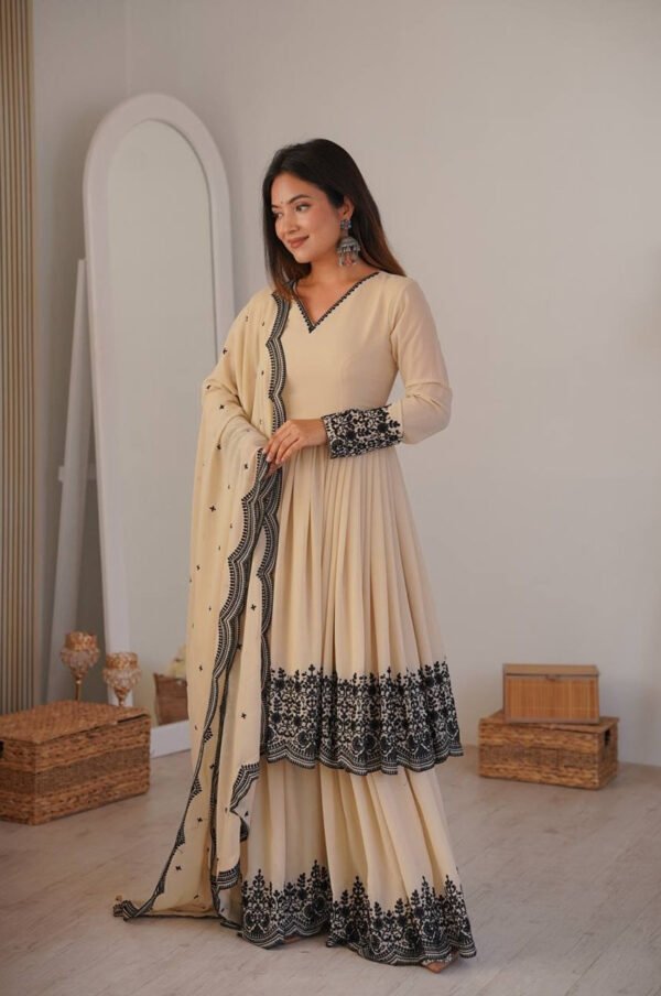 Neutral Vanilla Color Palazzo Suit