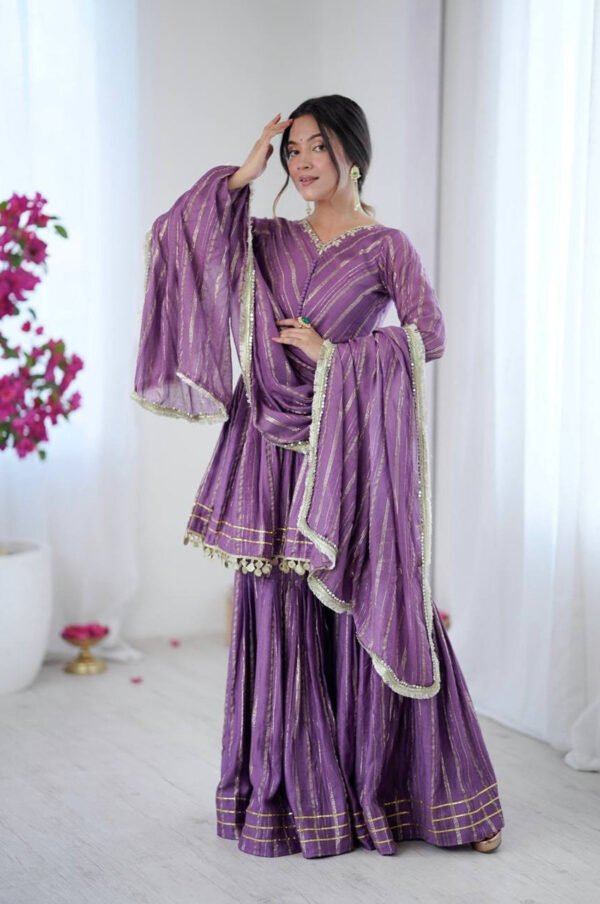 Lilac Mal Chanderi Sharara Set