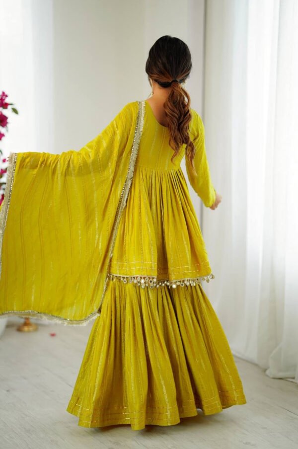 Mustard Yellow Mal Chanderi Sharara Set