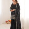 Black Sequin Work Ruffle Sharara Suit Set