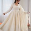 Off White Lucknowi Anarkali Suit Set