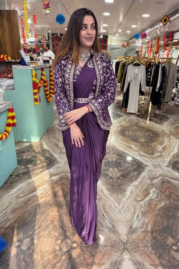 ST-1078PURPLE_1.jpg Wine Rangoli Silk Ready-to-Wear Saree with Embroidered Blouse, Koti
