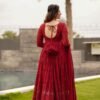 Maroon Anarkali Suit Set: Embroidered & Georgette Fabric
